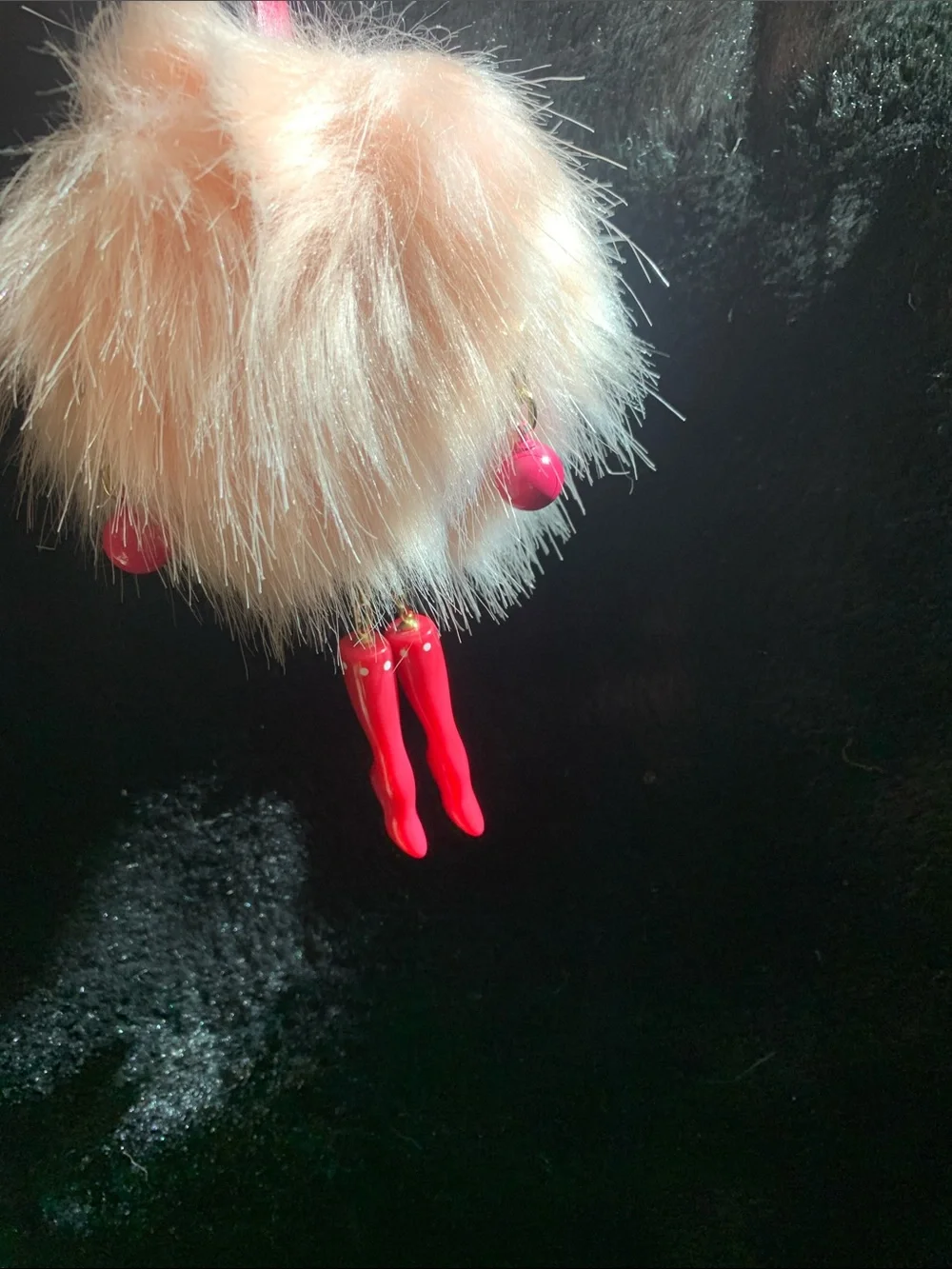 Victoria's Secret Pink Faux Fur Pom Keychain with Hot Pink Doll Legs